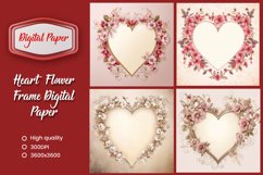 Heart flower frame digital paper Product Image 1