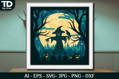 Halloween Scene 3D ShadowBox Layered Papercut SVG Product Image 2
