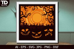 Halloween Scene 3D ShadowBox Layered Papercut SVG Product Image 2