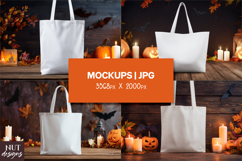 Halloween mockup, Halloween tote bag, white canvas tote bag Product Image 1