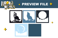 Wolf and Moon 3D Shadow Box SVG Product Image 2