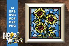 Sunflower Stained Glass Shadowbox SVG Product Image 1