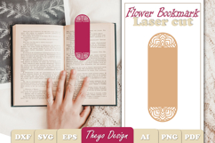 Flower Bookmark Papercut svg | Bookmark laser cut File Product Image 1