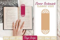 Flower Bookmark Papercut svg | Bookmark laser cut File Product Image 1