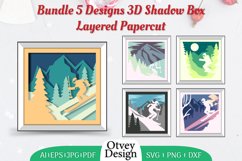 Ski 3D Shadowbox Layered Papercut BUNDLE Product Image 1