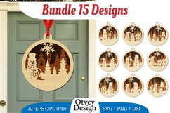 Christmas Snowman Ornament Lasercut BUNDLE Product Image 1