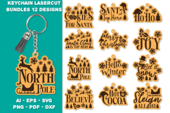 Keychain Christmas Quotes Vintage Lasercut BUNDLES Product Image 1