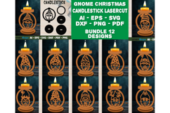 Gnome Christmas Candlestick Lasercut BUNDLES 12 DESIGNS Product Image 1