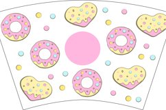 24 OZ Cold Cup Donut Tumbler. Valentine Donut Full Wrap SVG Product Image 2