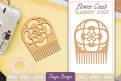 Laser Cut Wooden Hair Comb | Flower Comb Laser Cut SVG Product Image 1