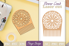 20 Design Laser Cut Wooden Hair Comb | Snowflake Comb SVG Product Image 2