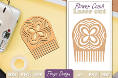Laser Cut Wooden Hair Comb | Flower Comb Laser Cut SVG Product Image 1