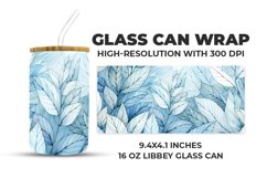 Watercolor Blue Leaves Glass Can Wrap Product Image 1