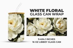 White Floral Glass Can Wrap Product Image 1