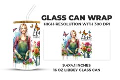 Girl Working On Gardening With Flowers Glass Can Wrap Product Image 1