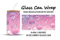 Pink Bubbles Glass Can Wrap Product Image 1