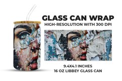 Girl Face On Crack Wall Glass Can Wrap Product Image 1