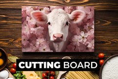 Cow With Flowers Cutting Board Sublimation Product Image 1