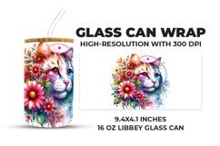 Cat With Flowers Glass Can Wrap Product Image 1