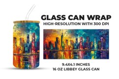 Colorful Painted Skyline Glass Can Wrap Product Image 1