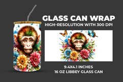 Monkey With Flowers Glass Can Wrap Product Image 1