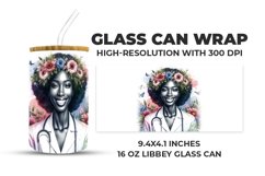 Black Nurse With Flowers Glass Can Wrap Product Image 1