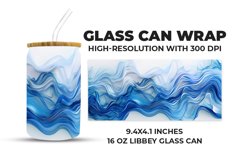 3D Blue Waves Glass Can Wrap Product Image 1