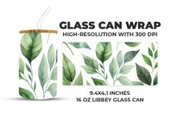 Watercolor Green Leaves Glass Can Wrap Product Image 1