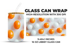 3D White And Orange Ball Glass Can Wrap Product Image 1