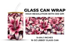 Pink Floral Glass Can Wrap Product Image 1