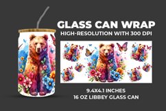 Bear With Flowers Glass Can Wrap Product Image 1