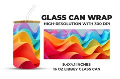 Colorful 3D Waves Glass Can Wrap Product Image 1