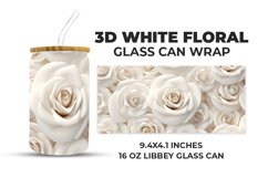 3D White Floral Glass Can Wrap Product Image 1