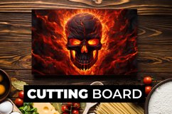 Skull With Fire Cutting Board Sublimation Product Image 1