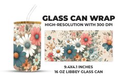 Mix Floral Glass Can Wrap Product Image 1