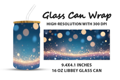 Golden Bokeh with Colorful Background Glass Can Wrap Product Image 1