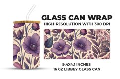 Purple Floral Glass Can Wrap Product Image 1