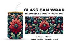 Colorful Floral Glass Can Wrap Product Image 1