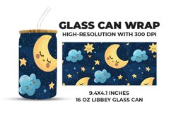 Whimsical Night Sky Glass Can Wrap Product Image 1