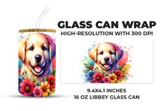 Dog With Flowers Watercolor Glass Can Wrap Product Image 1