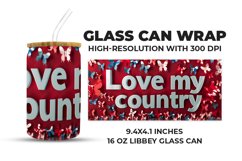 Love My country Text Glass Can Wrap Product Image 1