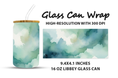 Green Watercolor Glass Can Wrap Product Image 1