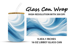 Blue and White Waves Glass Can Wrap Product Image 1