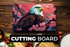 Watercolor Eagle With Flowers Cutting Board Sublimation Product Image 1