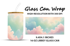 Pink and Green Clouds Glass Can Wrap Product Image 1
