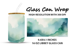 Green Watercolor Glass Can Wrap Product Image 1
