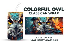 Colorful Owl Glass Can Wrap Product Image 1