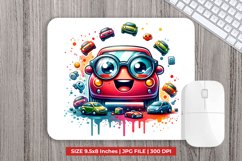 Cute Cars Mouse Pad Sublimation Product Image 1