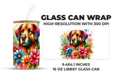 Dog With Flowers Watercolor Glass Can Wrap Product Image 1