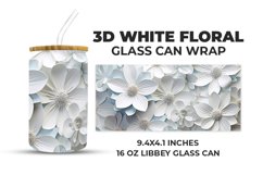 3D White Floral Glass Can Wrap Product Image 1